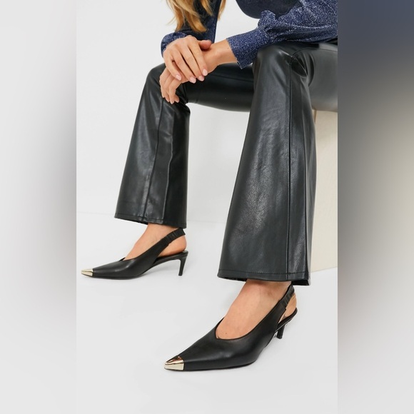 ANINE BING Nina Heels Metal Toe Cap Black Size 41/10.5 11 US - Picture 2 of 12